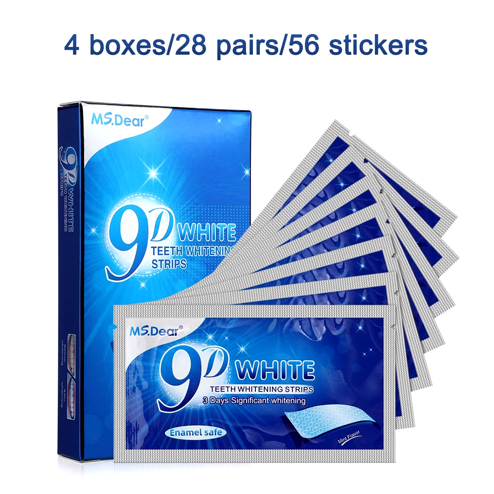 14Pcs/Box 9D Teeth Whitening Strips Toothpaste Gel Oral Hygiene Care Double Elastic Teeth Bleaching Strips False Teeth Veneers